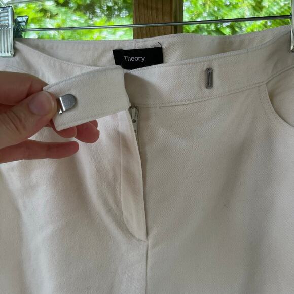 Theory Women's Moleskin Twill Crop Pant Cream Size 6 - Picture 4 of 6